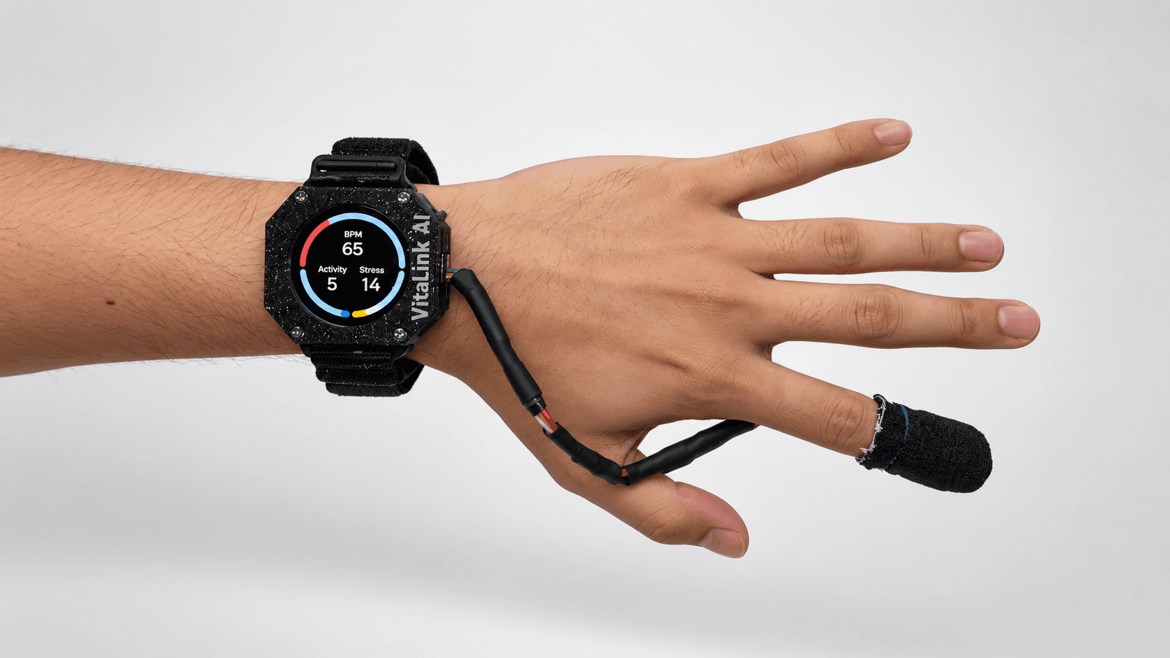 VitaLink AI hardware components and assembled wearable sensor