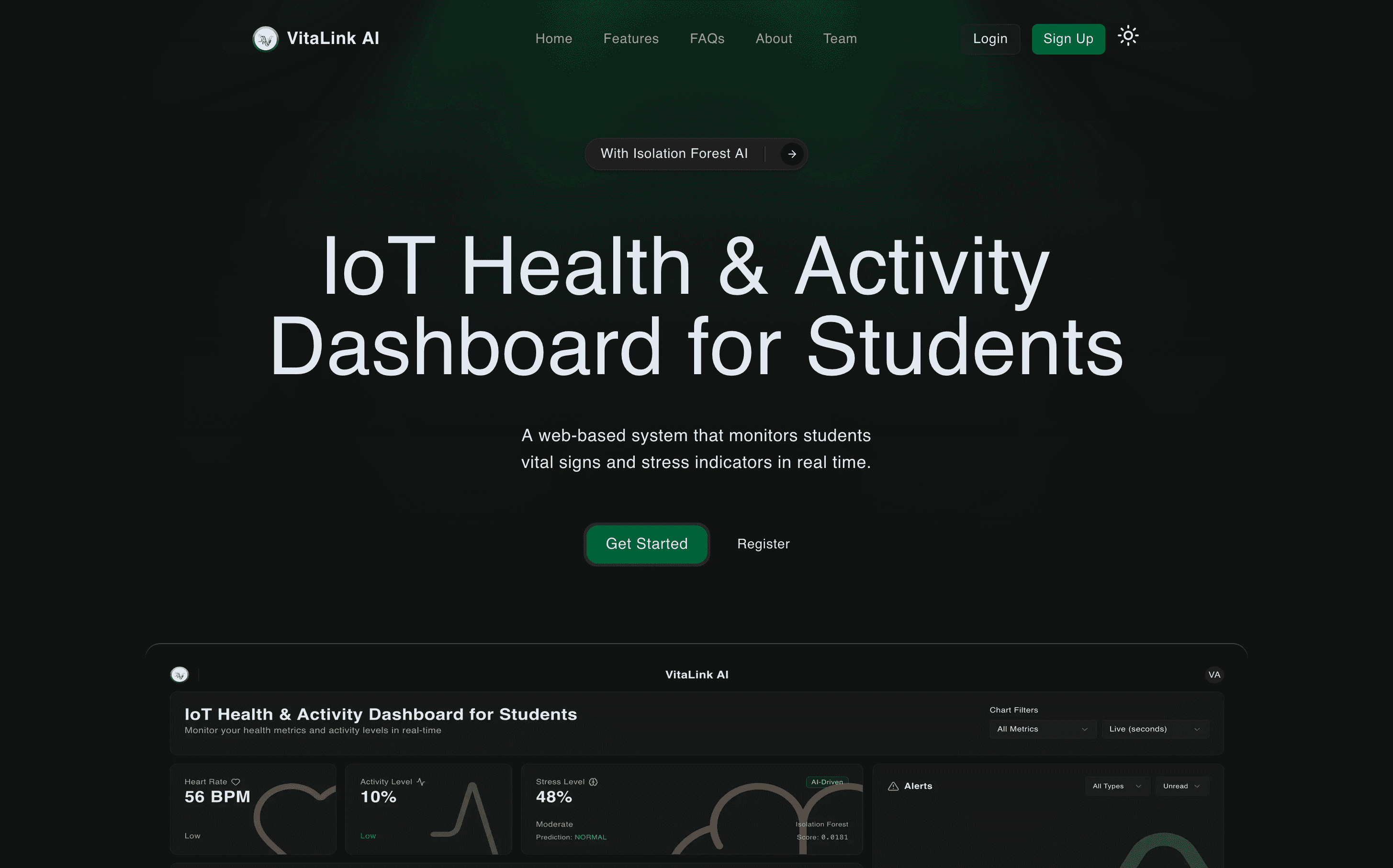 VitaLink AI landing page, view 1