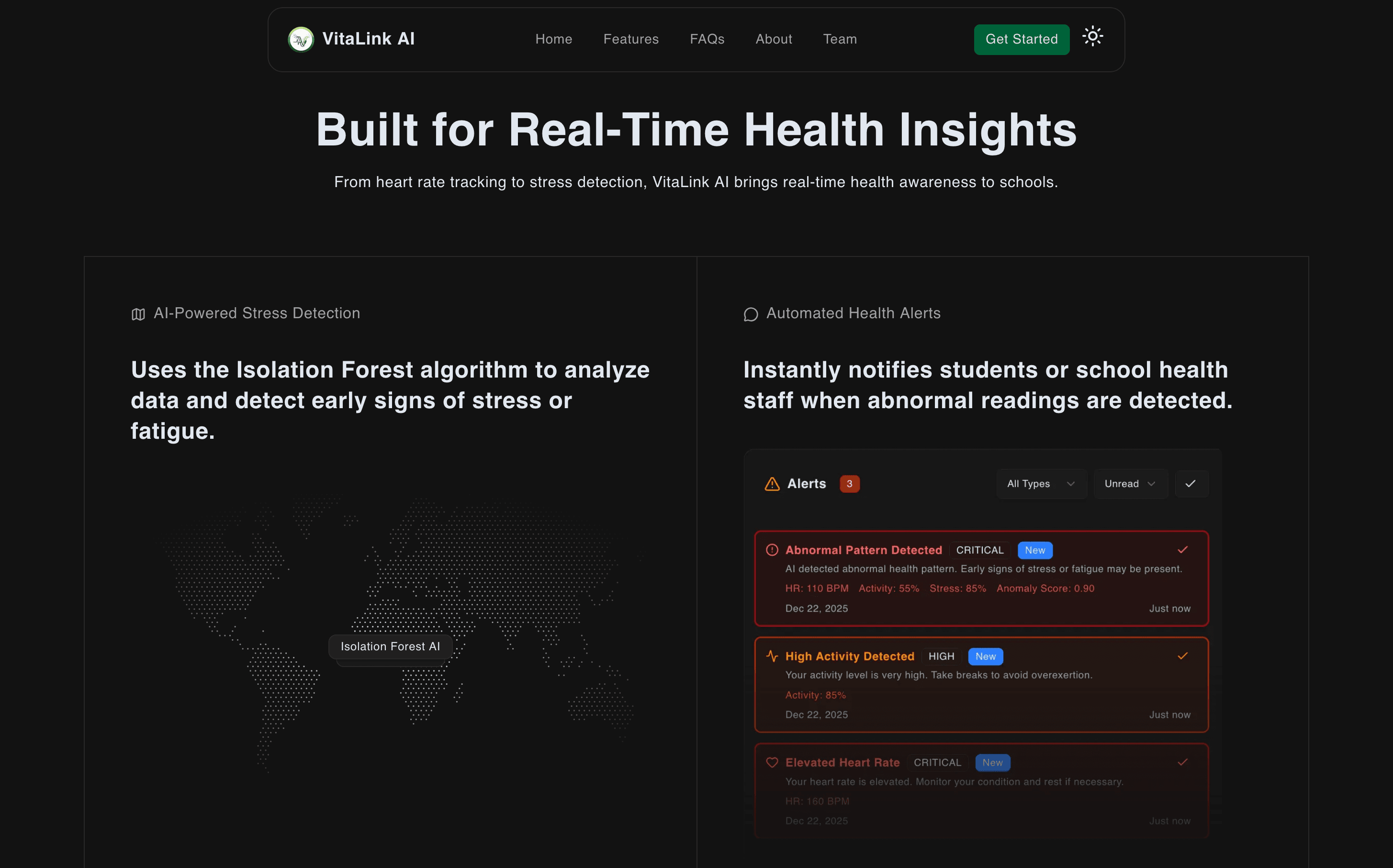 VitaLink AI landing page, view 3