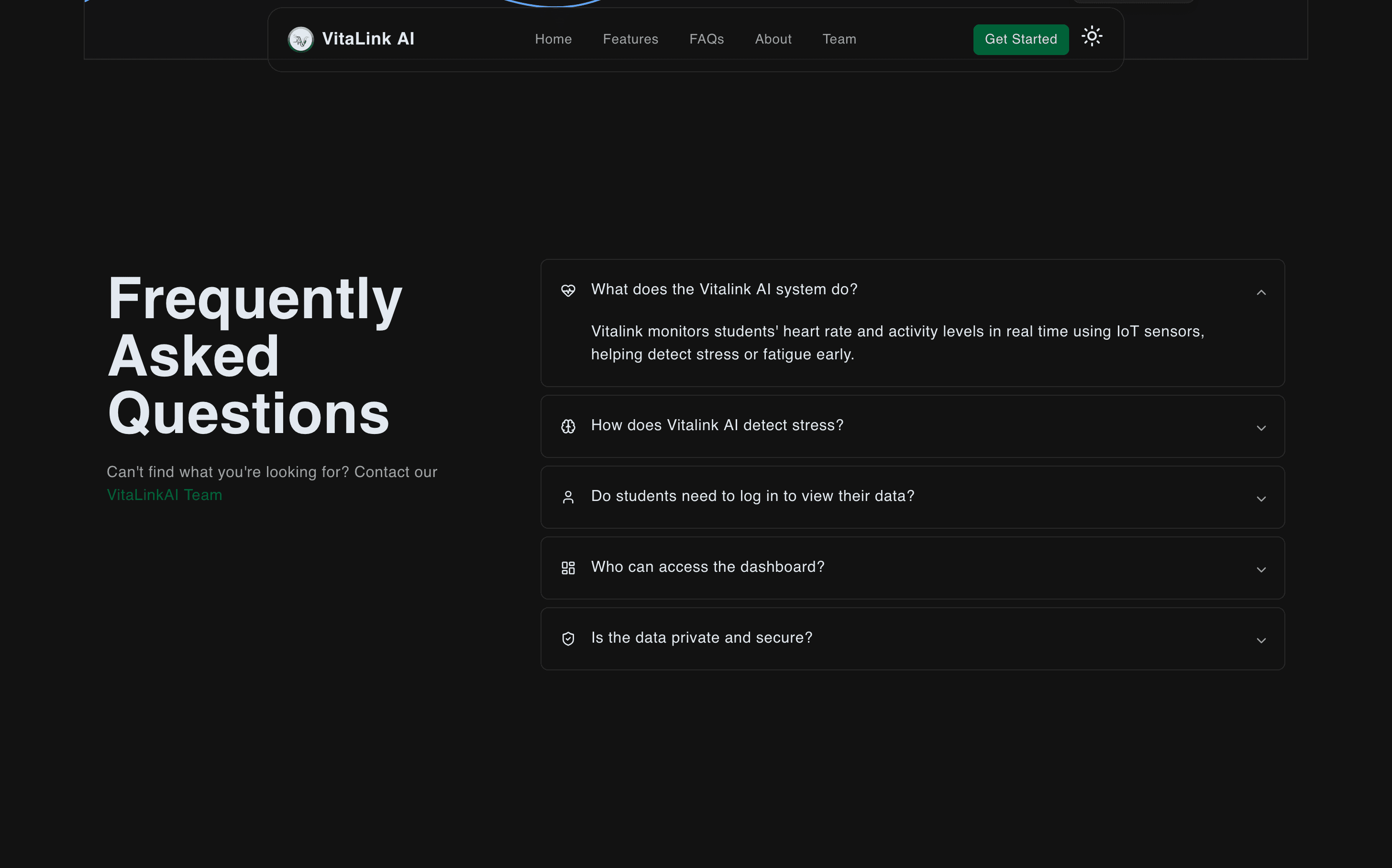 VitaLink AI landing page, view 5