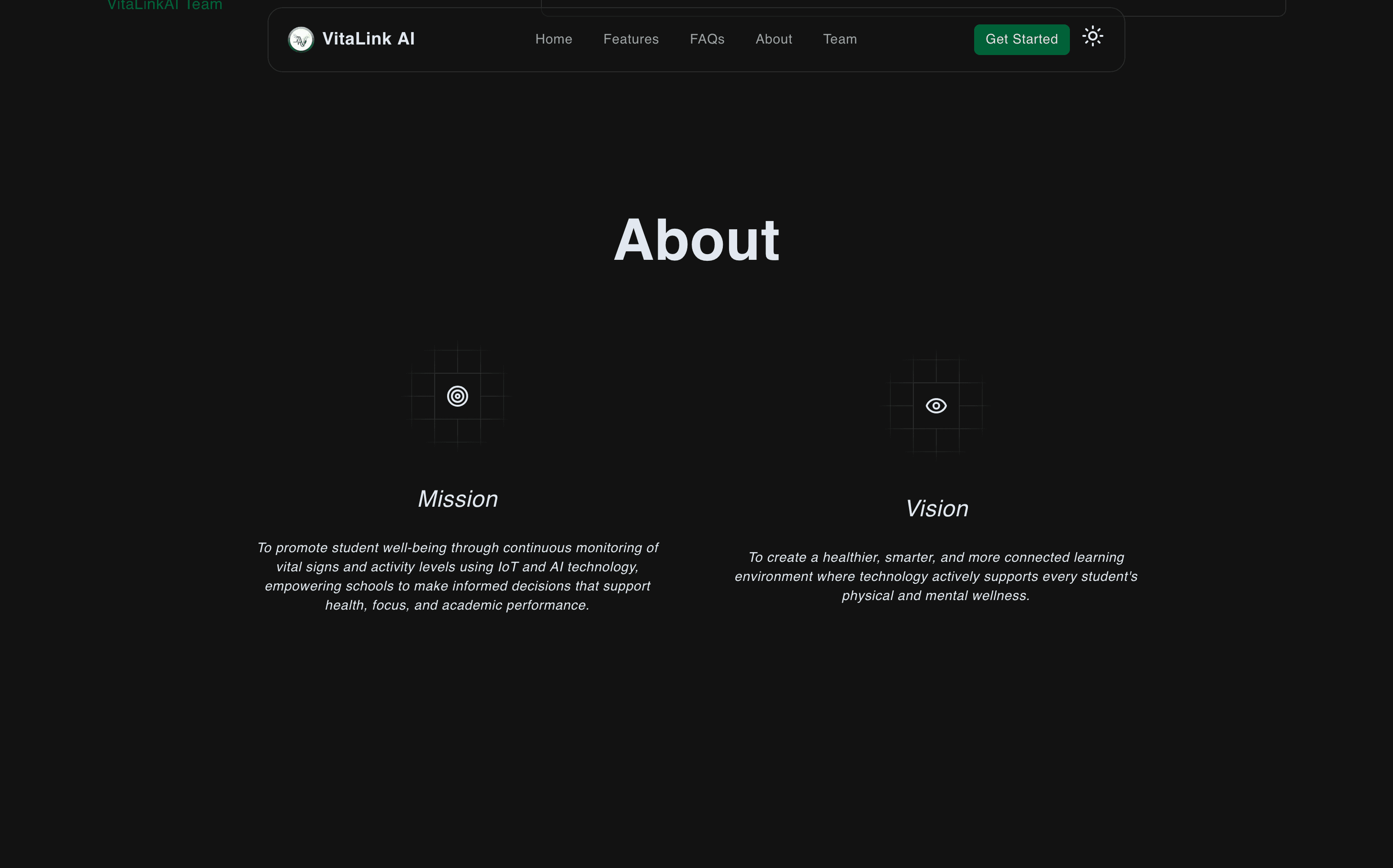 VitaLink AI landing page, view 6