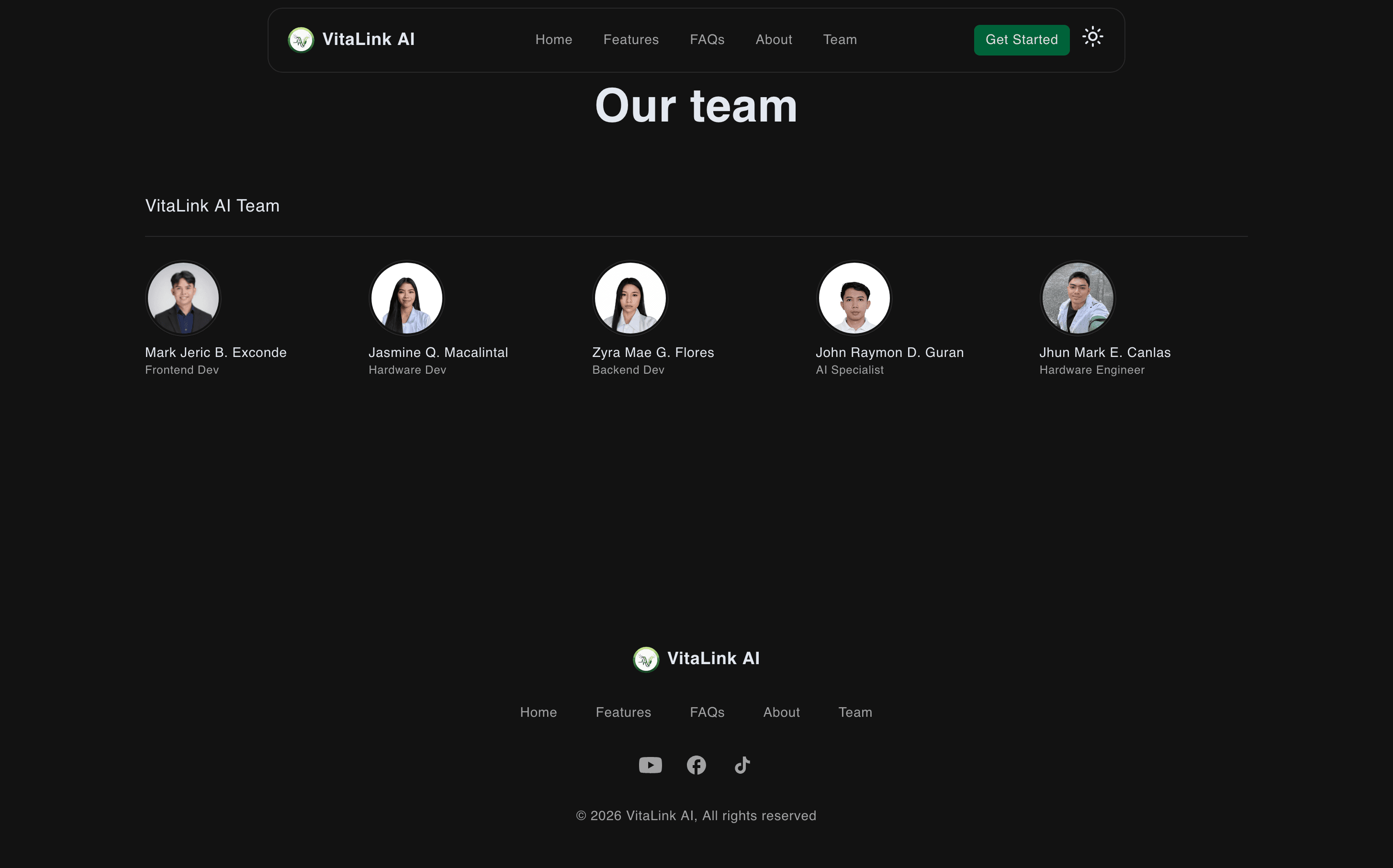 VitaLink AI landing page, view 7
