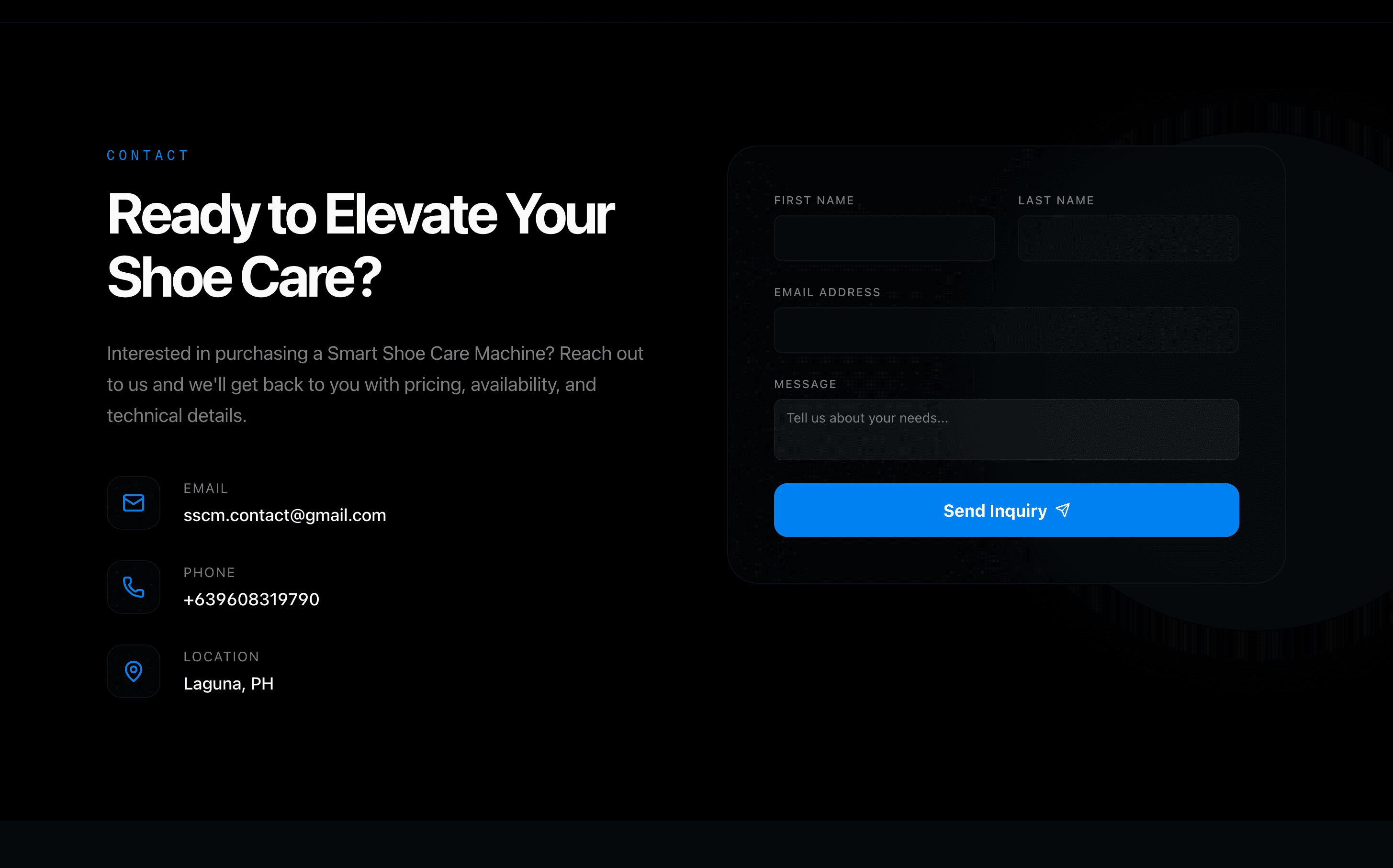 Smart Shoe Care landing page, view 10